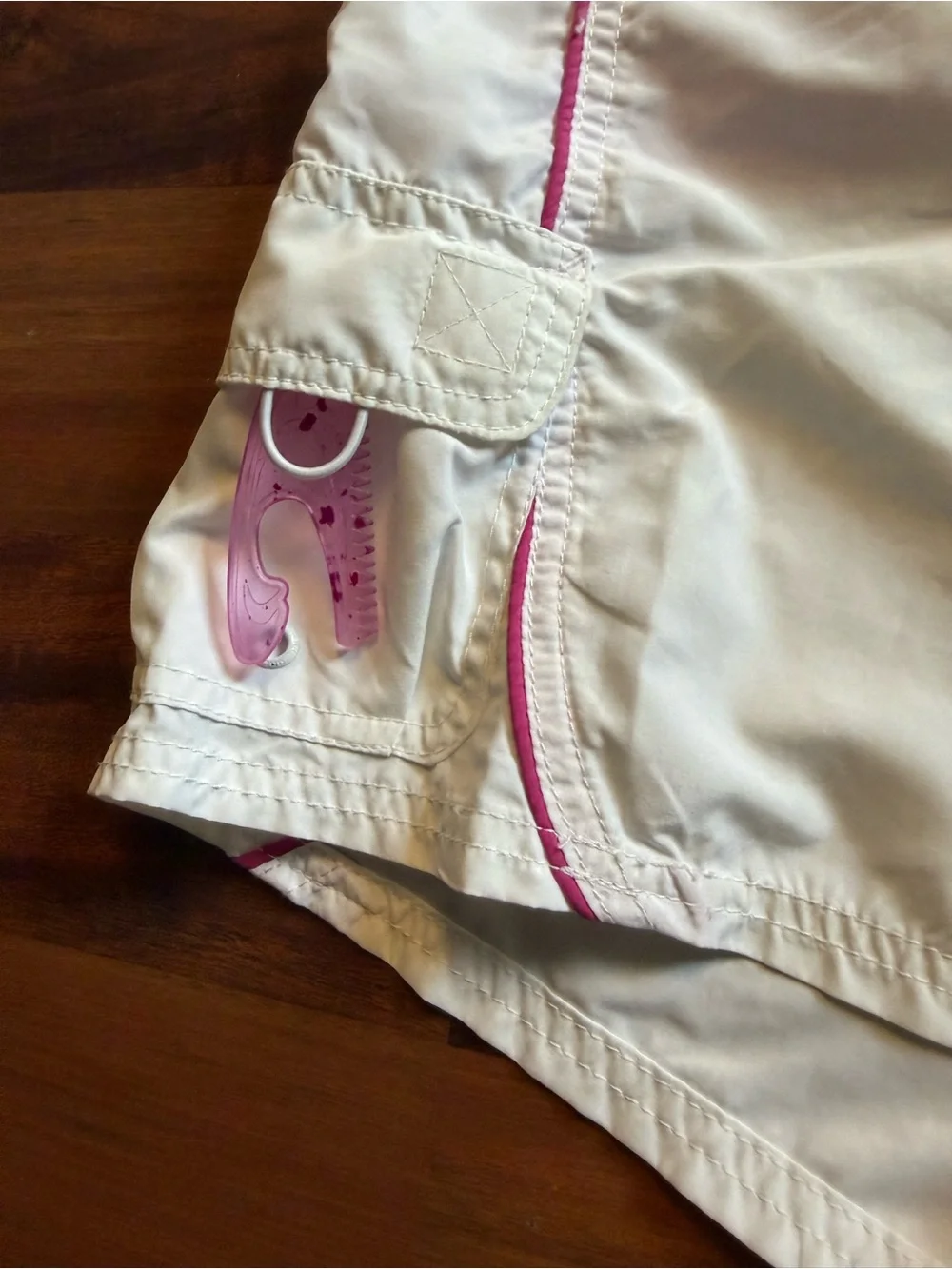 O'Neill White Women's Drawstring Board Swim Shorts With Pink Trim Y2K